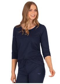 TRIGEMA Damen T-Shirt "TRIGEMA 3/4 Arm Shirt aus Biobaumwolle", blau, Basic, Gr. XL, 100% Baumwolle (Bio-Baumwolle kbA), Shirts
