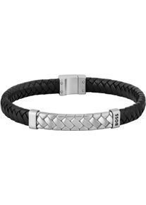 BOSS Herren Lederarmband "TAILORED, 1580674M, 1580675M, 1580676M", M, Edelstahl-Leder, schwarz, Edelstahl, Leder, Armbänder
