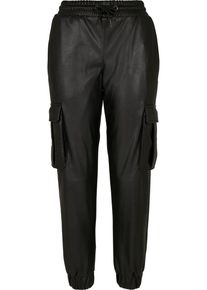 Urban Classics Damen Cargohose "Urban Classics Damen Ladies Faux Leather Cargo Pants", schwarz, Gr. XL, unifarben, 100% Viskose, Hosen