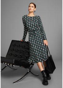 HECHTER PARIS Damen Jerseykleid, schwarz-weiß, feminin, Gr. 40, Single Jersey, Obermaterial: 95% Viskose, 5% Elasthan, Kleider, mit modernem Print