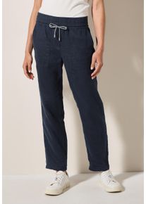 Cecil Damen Stoffhose, blau, casual, Gr. XXL, unifarben, Stoff, 100% Leinen, Hosen, Elastikbund mit Tunnelzug