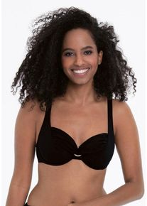 Rosa Faia Damen Bügel-Bandeau-Bikini-Top "Hermine", schwarz, feminin, Gr. 38, unifarben, Polyamid, Elasthan, Bikini-Oberteile, mit schöner Raffung