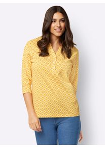 Classic Basics Damen 3/4-Arm-Shirt "3/4-Arm-Shirt", gelb, Gr. 46, gemustert, mehrfarbig, 100% Baumwolle, Shirts