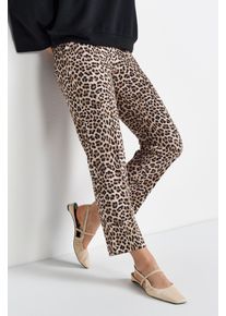RICHROYAL Damen Bundfaltenhose, braun, casual, Gr. L, Strick, Obermaterial: 94% Polyester, 6% Elasthan, Hosen, mit Leo-Print
