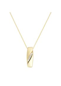 Luigi Merano Damen Kette mit Anhänger "Anhänger matt, glanz, länglich, mit Brillanten, Gold 585", 45cm, Gelbgold 585, gold, Gelbgold 585, Halsketten