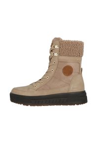 Romika Damen Winterboots, Gr. 39, beige, Lederimitat, Textil, casual, Schuhe, Plateau, Winterstiefelette, Schnürboots mit Warmfutter-Kragen