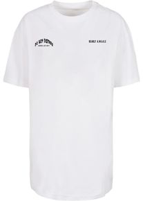 Merchcode Herren T-Shirt "Merchcode Damen Ladies Barely Awake Oversized Boyfriend Tee", weiß, casual, Gr. XXL, bedruckt, 100% Baumwolle, Shirts