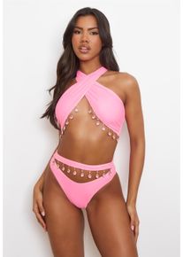 MODA MINX Damen Triangel-Bikini-Top "Hera Droplet", pink, feminin, Gr. L, unifarben, 82% Polyamid, 18% Elasthan, Bikini-Oberteile, in tollem