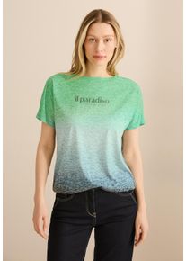 Cecil Damen Print-Shirtcool salvia grün, casual, Gr. L, bedruckt, Stoff, 65% Polyester, 35% Viskose, Shirts, mit U-Boot-Ausschnitt
