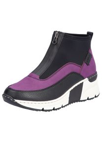 Rieker Damen Keilsneaker, Gr. 41, schwarz, Lederimitat, Textil, sportlich, Schuhe, Stiefelette, Keilboots, High Top Sneaker mit Reißverschluss vorne