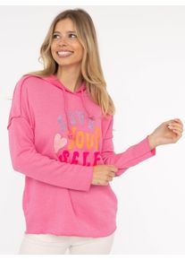 Zwillingsherz Damen Hoodie ""Love Yourself"", pink, modisch, Gr. L, bedruckt, unifarben, Web, Obermaterial: 70% Baumwolle, 30% Polyester,