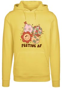 F4NT4STIC Damen Kapuzenpullover "Festive AF Christmas Tree Balls", gelb, casual, Gr. XL, Obermaterial: 65% Baumwolle, 35% Polyester, Pullover,