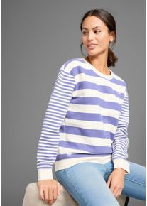 Kangaroos Damen Sweatshirt, blau, casual, Gr. 32, gestreift, bestickt, colorblocking, geringelt, angeraute Sweatware, Obermaterial: 80% Baumwolle,