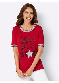 Inspirationen Damen Rundhalsshirt "Shirt", rot, Gr. 40, bedruckt, gemustert, mehrfarbig, 95% Viskose, 5% Elasthan, Shirts