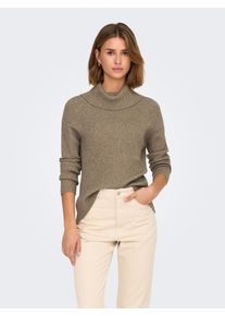 Only Damen Rollkragenpullover "ONLKATIA LS SADDLE ROLL NECK CC KNT", braun, modisch, Gr. XL, meliert, Strick, Rippstrick, Obermaterial: 50% Viskose,