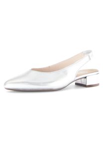 Gabor Damen Slingpumps, Gr. 37, silber, Kalbsleder, metallic, elegant, Schuhe, Blockabsatz, Festtagsschuh, Abendschuh mit elastischem Riemchen