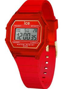Ice Watch ICE-WATCH Damen Chronograph "ICE digit retro - Clear - Small", rot, Armbanduhren, Armbanduhr, Quarzuhr, Damenuhr, Silikonarmband, Datum, digital