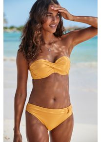 s.Oliver Damen Bikini-Hose "Rome", gelb, Gr. 34, unifarben, Microfaser, Polyamid, Microfaser, Badehosen, mit Umschlagbund