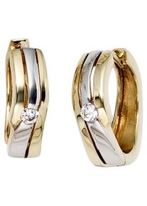 Jobo Damen Paar Creolen, Gelbgold 333, gold, Gelbgold 333, Ohrringe, 333 Gold bicolor mit Zirkonia