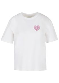 MISS TEE Herren T-Shirt "Miss Tee Damen Heart Cage Rose Tee", weiß, casual, Gr. XL, bedruckt, 100% Baumwolle, Shirts