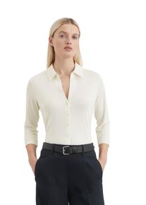 Marc O'Polo MARC O'POLO Damen Langarmbluse "aus LENZING ECOVERO ", weiß, Basic, Gr. XL, unifarben, Obermaterial: 94% Viskose, 6% Elasthan, Blusen