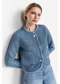 RICHROYAL Damen Jeansblazer, blau, casual, Gr. 42, Sweatware, Obermaterial: 57% Polyester, 33% Baumwolle, 8% Viskose, 2% Elasthan, Blazer, Mit