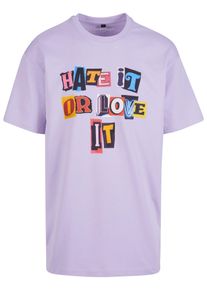 Herren T-Shirt "Upscale by Mister Tee Unisex Hate it or Love it Oversize Tee", lila, casual, Gr. XS, UPSCALE BY MISTER TEE, unifarben, 100%