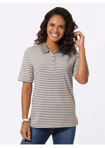 Casual Looks Damen Poloshirt "Poloshirt", grau, Gr. 40, gemustert, gestreift, 100% Baumwolle, Shirts