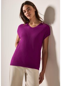 Cecil Damen Strickpulloveranemone pink, casual, Gr. XS, unifarben, Strick, Obermaterial: 60% Baumwolle, 40% Viskose, Pullover, mit feiner Struktur