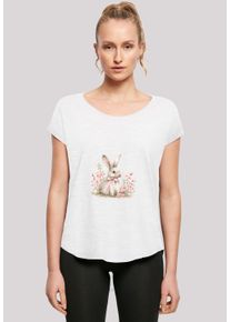 F4NT4STIC Damen T-Shirt "Niedlicher Osterhase mit Blumen", weiß, casual, Gr. XXL, Obermaterial: 100% Baumwolle, Shirts, Premium Qualität
