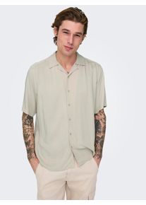 Only & Sons ONLY & SONS Herren Kurzarmhemd "ONSDASH LIFE REG VISC RES SS SHIRT", beige, modisch, Gr. XXL, unifarben, Web, Obermaterial: 100% Viskose, Hemden