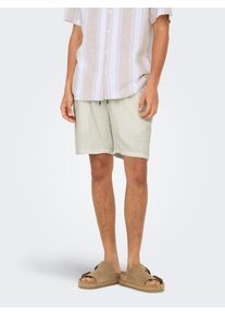 Only & Sons ONLY & SONS Herren Shorts "ONSTEL LINEN LATHAM 0257 SHORTS", rot, modisch, Gr. XL, unifarben, Web, Obermaterial: 55% Leinen, 45% Viskose, Hosen