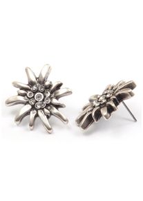 Firetti Damen Paar Ohrstecker "Edelweiß groß", Metall, weiß, Metall, Ohrringe, mit Glasstein