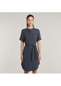 G-Star Raw G-STAR Damen Blusenkleid "Belted Dress", blau, casual, Gr. S, unifarben, Web, Obermaterial: 100% Viskose, Kleider, mit Bindegürtel