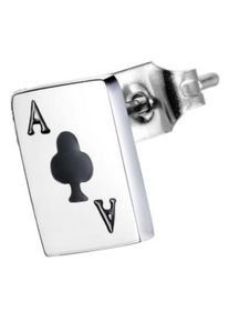 Firetti Herren Single-Ohrstecker "Schmuck Geschenk Ohrschmuck einzeln Poker", Edelstahl-Acryl, schwarz, Edelstahl, Acryl, Ohrringe
