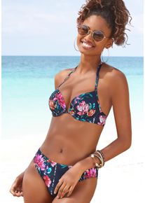 Sunseeker Damen Bikini-Hose "Modern", blau, Gr. 38, bedruckt, floral, Polyamid, Badehosen, mit Blumendruck