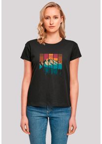 F4NT4STIC Damen T-Shirt "Berg Sonnenuntergang Retro", schwarz, casual, Gr. XS, Obermaterial: 100% Baumwolle, Shirts, Premium Qualität