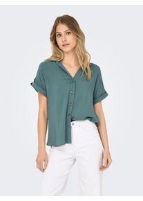 Only Damen Kurzarmbluse "OnlyASMIN SHIRT S/S WVN NOOS", grün, modisch, Gr. XS, unifarben, Web, Obermaterial: 100% Viskose, Blusen