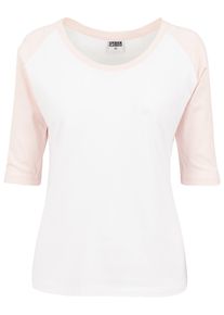 Urban Classics Damen Kurzarmshirt "Urban Classics Damen Ladies 3/4 Contrast Raglan Tee", pink, casual, Gr. XS, mehrfarbig, 100% Baumwolle, Shirts