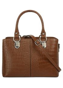 CLUTY Damen Umhängetasche, braun, Leder, Taschen, echt Leder, Made in Italy
