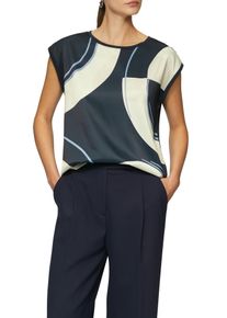 Damen T-Shirtblau ecru, casual, Gr. 38, s.Oliver BLACK LABEL, bedruckt, Obermaterial: 93% Baumwolle, 7% Elasthan, Shirts, im Fabricmix