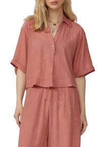 QS Damen Kurzarmbluse, orange, casual, Gr. 40, Strukturmuster, Obermaterial: 75% Viskose, 25% Polyamid, Blusen, mit Struktur