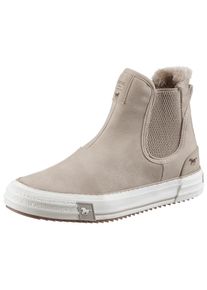 Mustang Shoes Damen Chelseaboots, Gr. 39, beige, Velourslederimitat, Textil, sportlich, Schuhe, mit beidseitigen Stretcheinsätzen