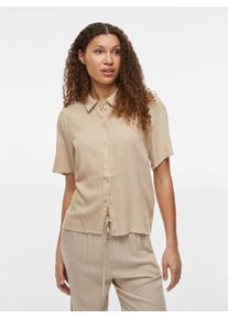 Vila Damen Kurzarmbluse "VIPRICIL S/S NEW SHIRT - NOOS", grau, modisch, Gr. 38, unifarben, Web, Obermaterial: 90% Viskose, 10% Leinen, Blusen