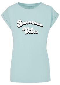 Merchcode Herren T-Shirt "Merchcode Damen Ladies Summer Vibes Extended Shoulder Tee", blau, casual, Gr. M, bedruckt, 100% Baumwolle, Shirts