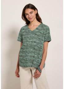 Cecil Damen Kurzarmbluseschwarz balmy khaki, casual, Gr. XS, bedruckt, Stoff, 100% Viskose, Blusen, aus softer Viskose