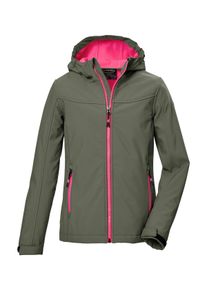 Killtec Kinder Softshelljacke "KOW 349 GRLS SFTSHLL JCKT", grün, sportlich, Gr. 128, Oberstoff: Oberseite: 100% Polyester, Rückseite: 100% Polyester,