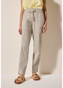 Cecil Damen Stoffhosejute beige, casual, Gr. XL, unifarben, Web, 65% Baumwolle, 32% Polyester, 3% Elasthan, Hosen, Middle Waist