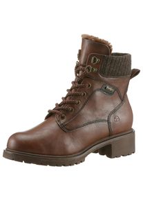 Tamaris Damen Winterboots, Gr. 40, braun, Lederimitat, Textil, used, modisch, Schuhe, Blockabsatz, Schnürboots, Winterstiefelette mit Duo