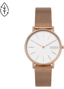 Skagen Damen Quarzuhr "SIGNATUR", rosa, Armbanduhren, Armbanduhr, Damenuhr, Lederarmband, analog
